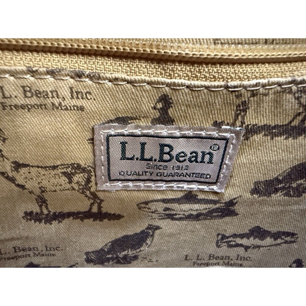 Vtg L.L. Bean Town & Field Wildlife Lining Leather Brown Tote Bag Shopper Travel - Picture 4 of 16